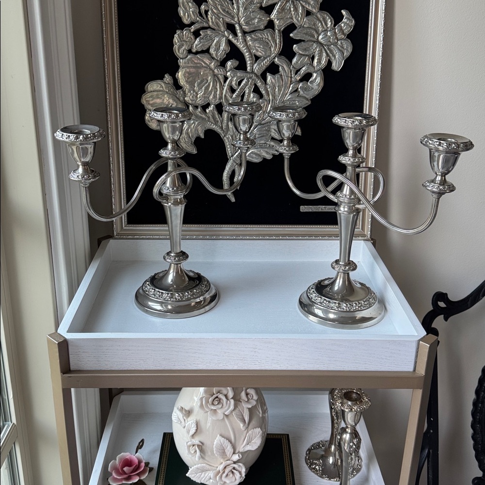 Classic Silver Triple Candle Holder